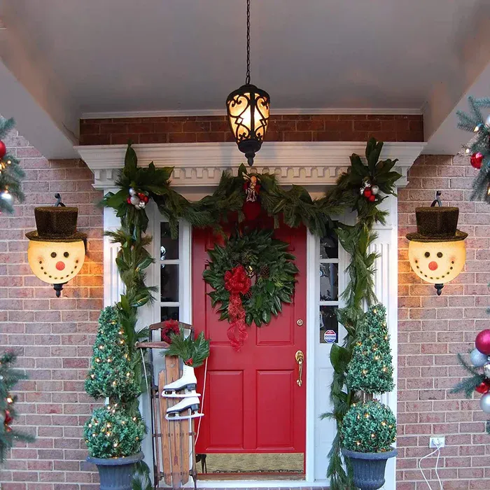Snowman light cover with elastic strap