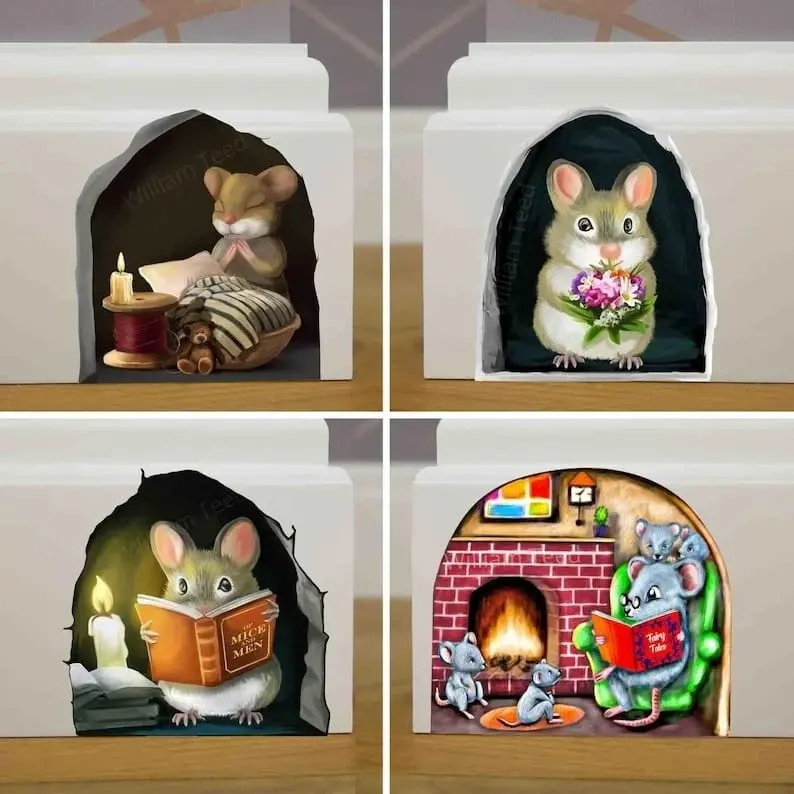 Mouse Reading a Book Sticker
